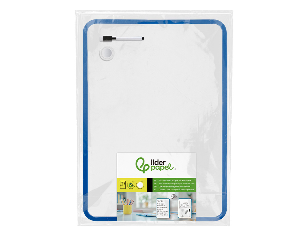 Quadro branco liderpapel 30x42 cm magnetico dupla face liso com marcador iman e apagador ( Imagem 2 de 7 ) - Preview