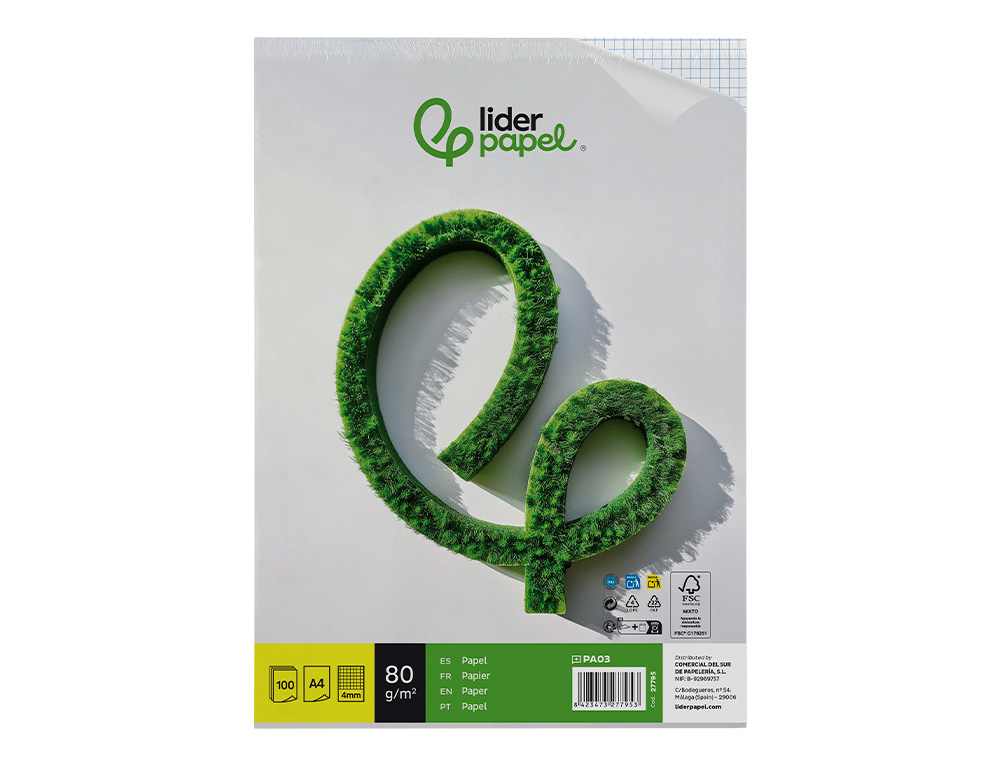 Papel liderpapel de escrita 80 gr quadriculado, s/furos ( Imagem 2 de 14 ) - Preview