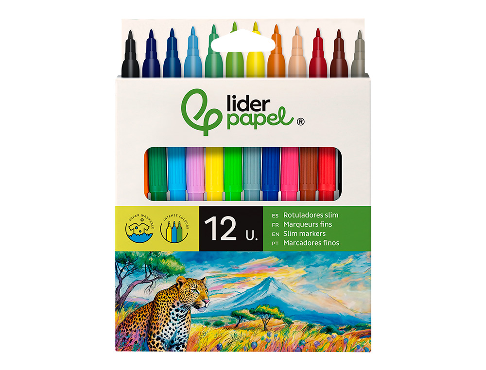 Marcador liderpapel feltro slim caixa 12 cores ( Imagem 3 de 23 ) - Preview