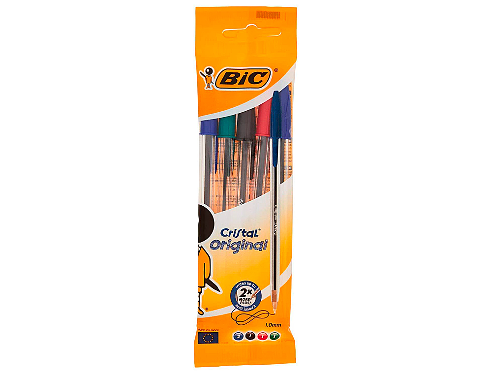 Esferográfica BIC Cristal Original 5 unidades de cores sortidas 2 azul / 1 preta / 1 vermelha / 1 verde ( Imagem 2 de 5 ) - Preview