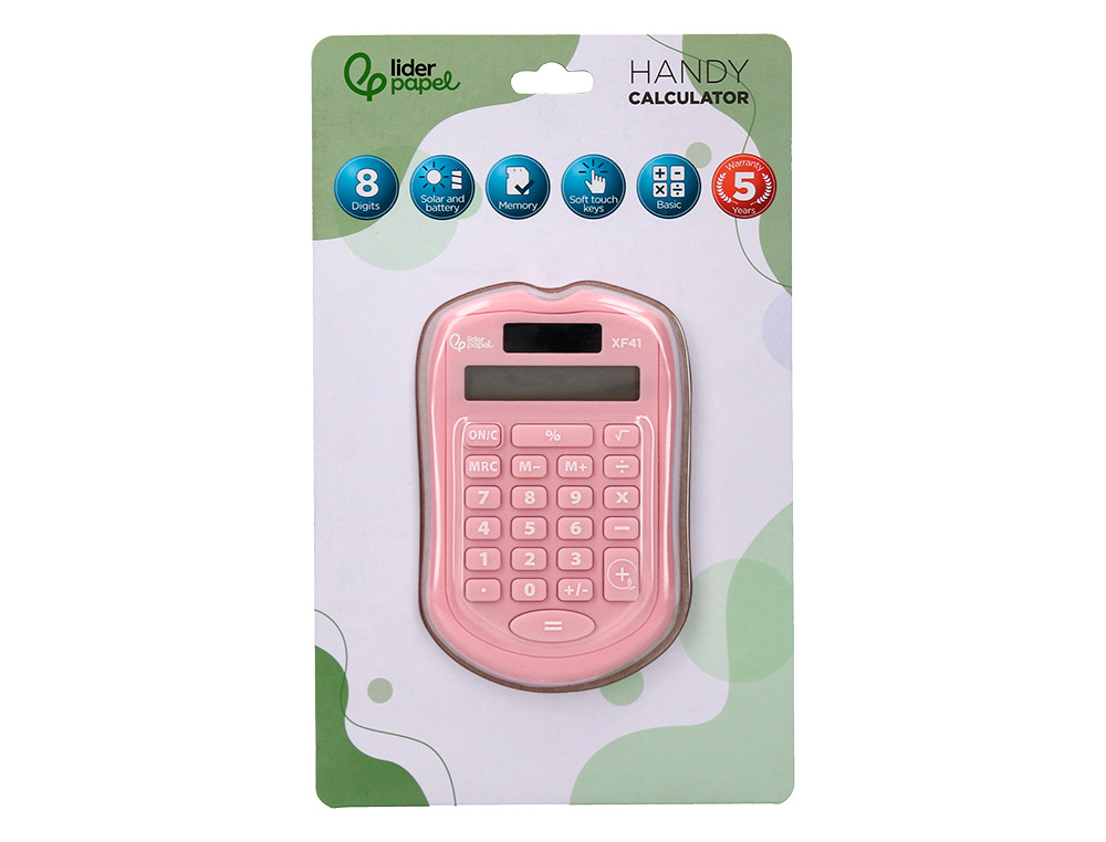 Calculadora liderpapel de bolso xf41 8 digitos solar e pihas cor rosa 94x59,5x10,5mm ( Imagem 2 de 13 ) - Preview