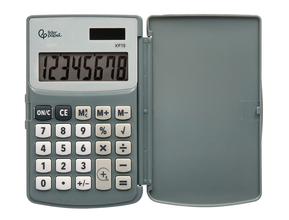Calculadora liderpapel de bolso xf15 10 digitos com capa solar e pilhas cor cinza 123x75x12 mm ( Imagem 5 de 14 ) - Preview