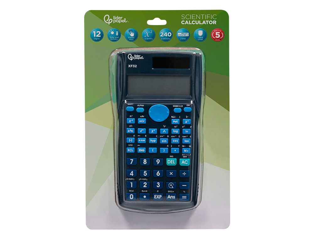 Calculadora liderpapel cientifica xf32 12 digitos 240 funcoes com tampa solar e pilhas cor azul 156x85x20 mm ( Imagem 2 de 17 ) - Preview