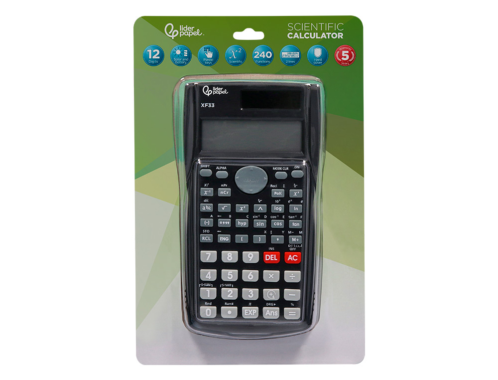 Calculadora Cientifica XF33 lIDERPAPEL 12 digitos 240 funcoes com tampa solar e pilhas cor preto 156x85x20 mm ( Imagem 2 de 17 ) - Preview
