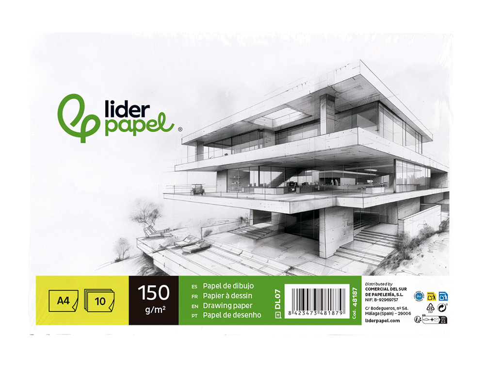 Papel de desenho liderpapel din a4 marca mayor 150 gr pack 10 folhas (12 unidades) ( Imagem 2 de 9 ) - Preview