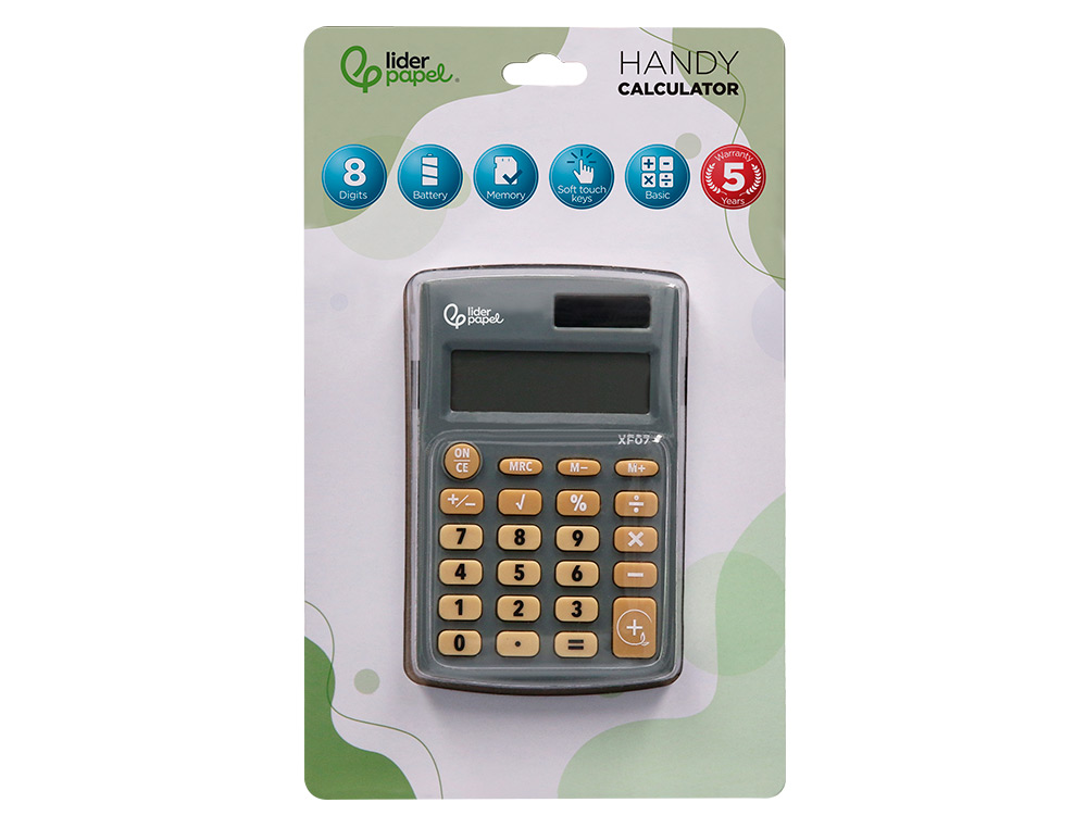 Calculadora liderpapel de bolso xf07 8 digitos solar e pilhas cor cinza 98x62x8 mm ( Imagem 2 de 11 ) - Preview