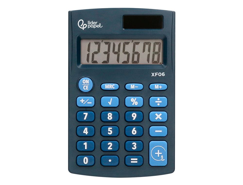 Calculadora liderpapel de bolso xf06 8 digitos solar e pilhas cor azul 98x62x8 mm ( Imagem 4 de 11 ) - Preview