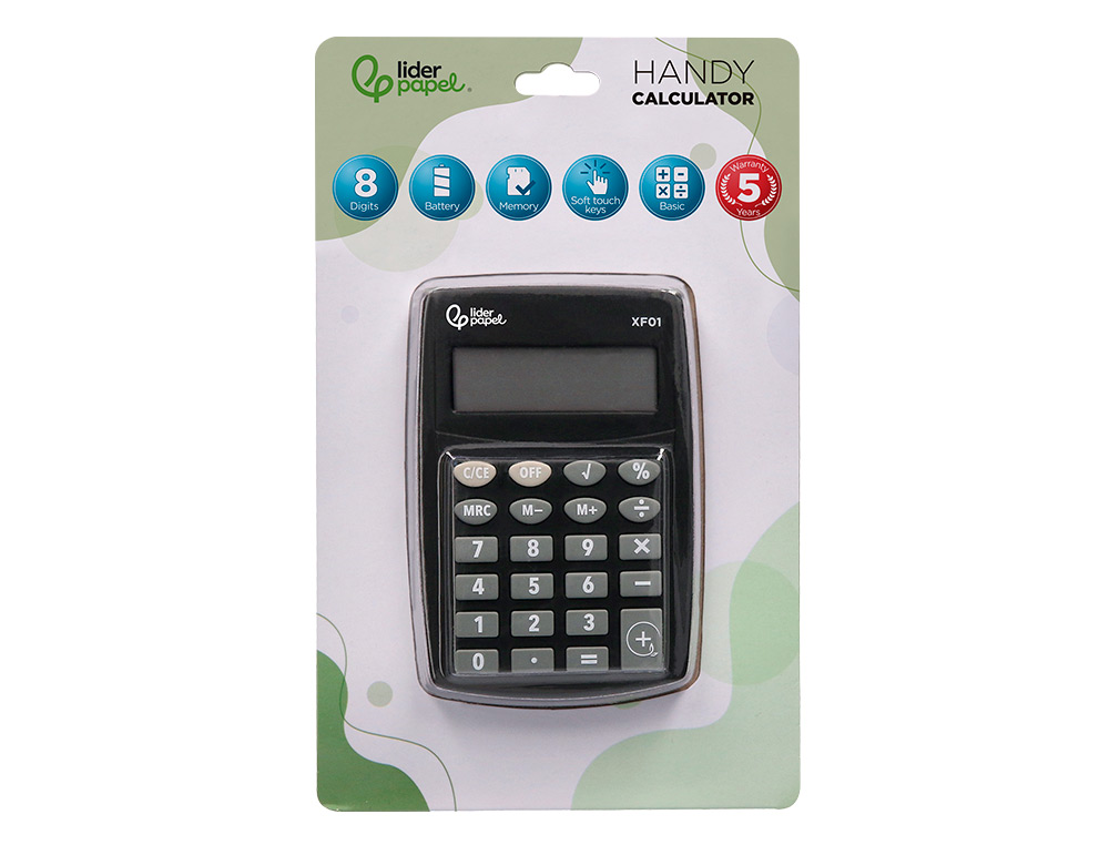 Calculadora liderpapel de bolso xf01 8 digitos pilhas cor preto 99x64x9 mm ( Imagem 2 de 11 ) - Preview