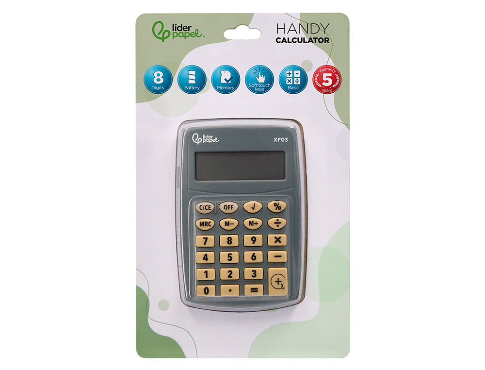 Calculadora liderpapel de bolso xf03 8 digitos pilhas cor cinza 99x64x9 mm ( Imagem 2 de 11 ) - Preview