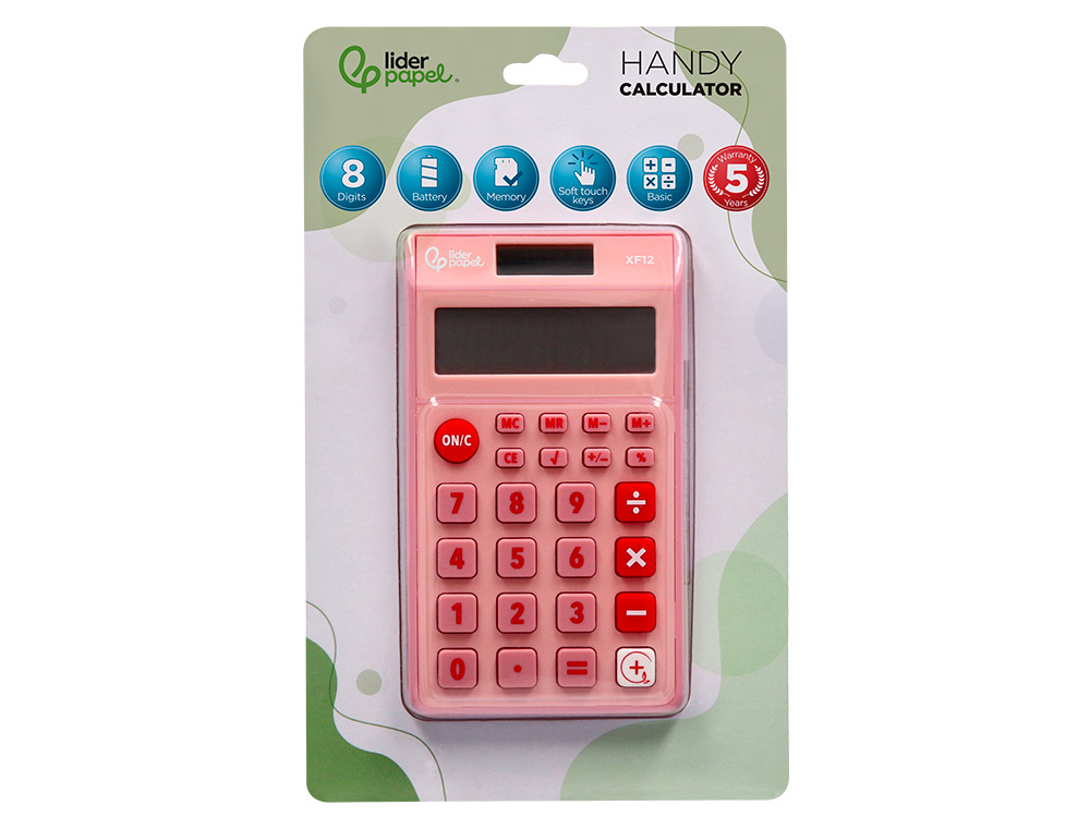 Calculadora liderpapel de bolso xf12 8 digitos solar e pilhas cor rosa 115x65x8 mm ( Imagem 2 de 11 ) - Preview