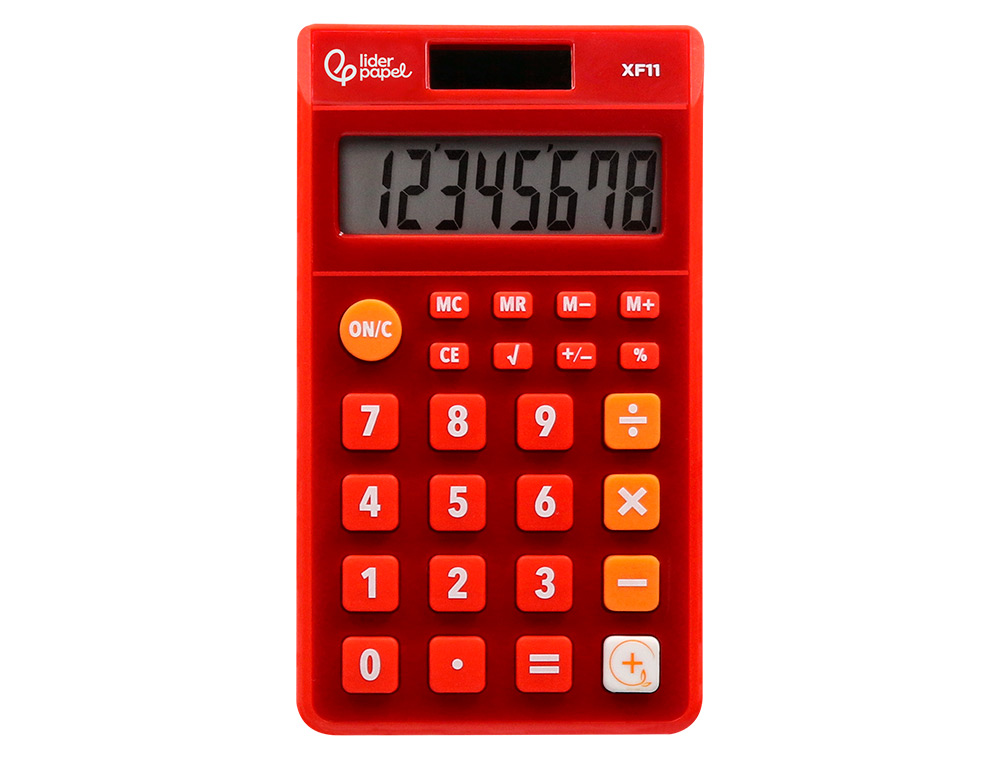 Calculadora liderpapel de bolso xf11 8 digitos solar e pilhas cor vermelho 115x65x8 mm ( Imagem 4 de 11 ) - Preview