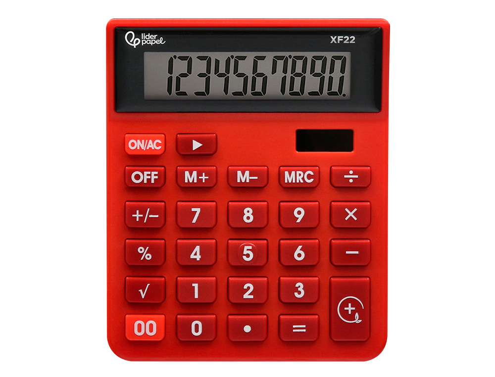 Calculadora liderpapel de secretaria xf22 10 digitos solar e pilhas cor vermelho 127x105x24 mm ( Imagem 3 de 14 ) - Preview