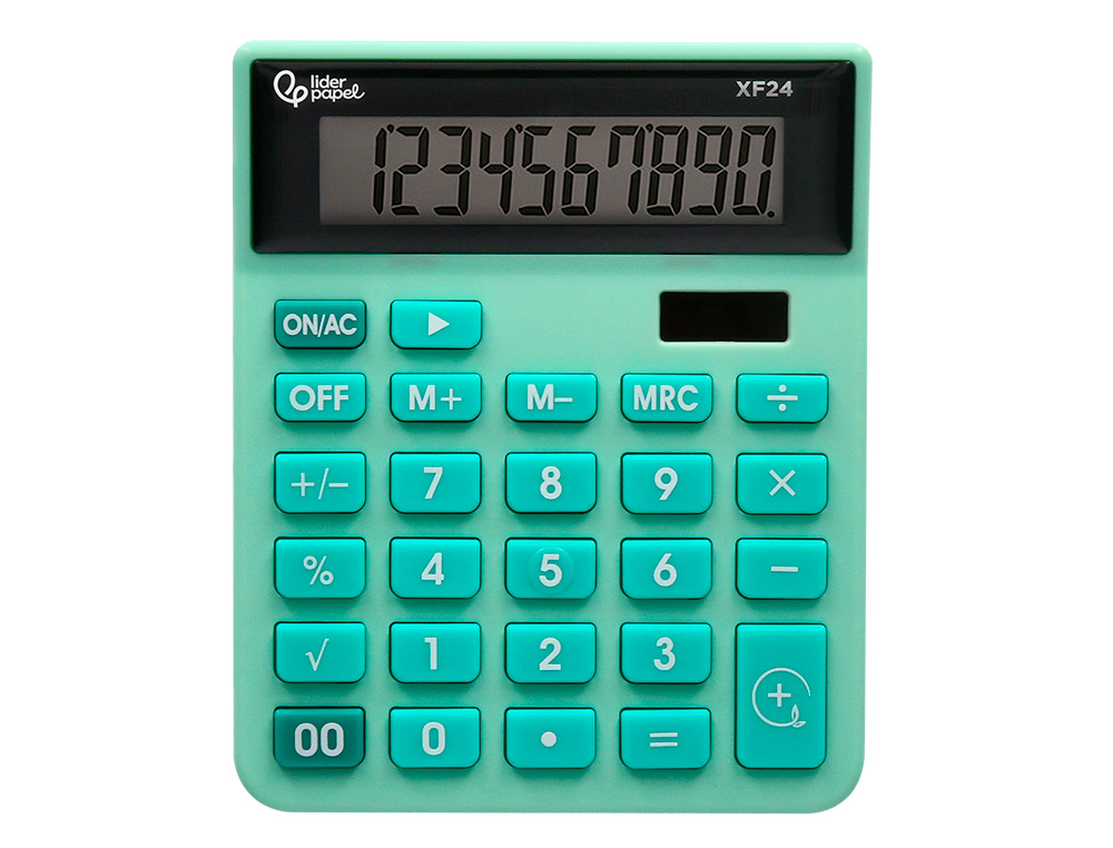 Calculadora liderpapel de secretaria xf24 10 digitos solar e pilhas cor verde 127x105x24 mm ( Imagem 4 de 14 ) - Preview