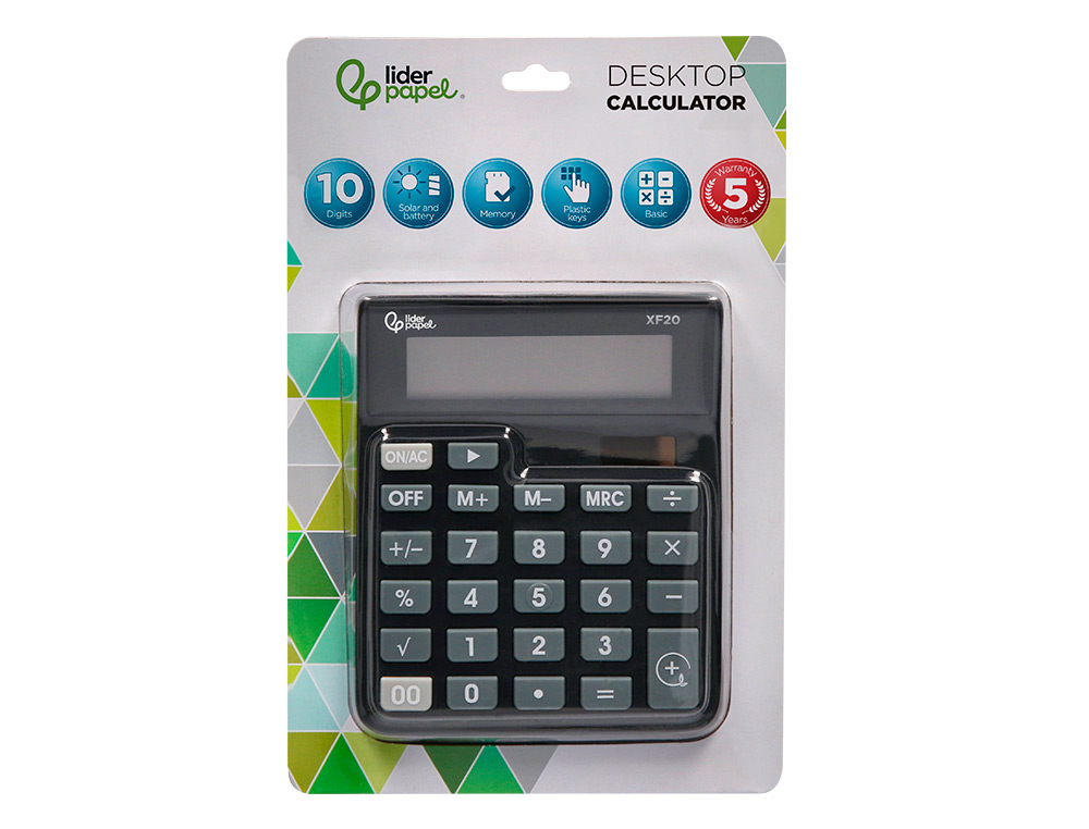 Calculadora liderpapel de secretaria xf20 10 digitos solar e pilhas cor preto 127x105x24 mm ( Imagem 2 de 13 ) - Preview