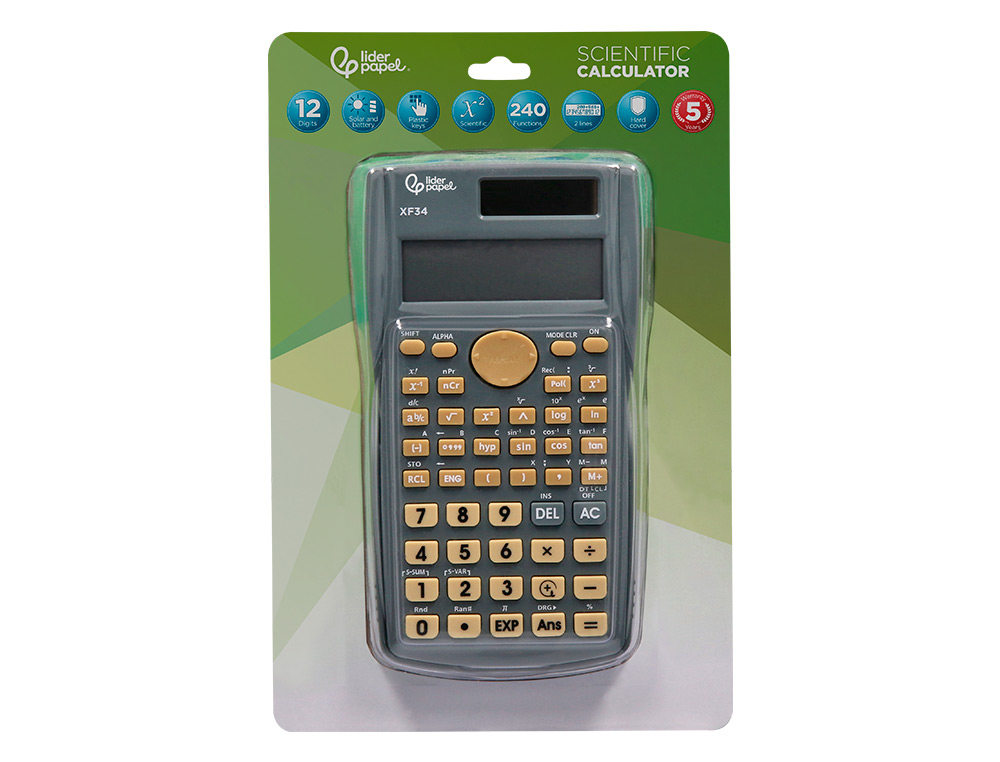 Calculadora liderpapel cientifica xf34 12 digitos 240 funcoes com tampa solar e pilhas cor cinza 156x85x20 mm ( Imagem 2 de 17 ) - Preview