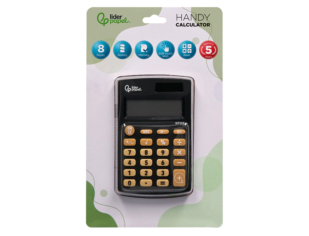 Calculadora liderpapel de bolso xf05 8 digitos solar e pilhas cor preto 98x62x8 mm ( Imagem 2 de 11 ) - Preview