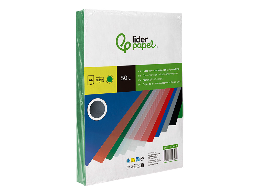 Capa de encadernacao liderpapel polipropileno din a4 0.8 mm verde pack de 50 unidades ( Imagem 3 de 10 ) - Preview