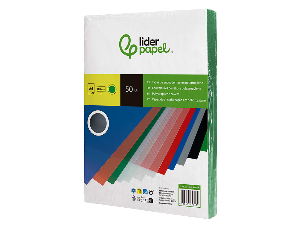 Capa de encadernacao liderpapel polipropileno din a4 0.8 mm verde pack de 50 unidades ( Imagem 5 de 10 ) - Preview