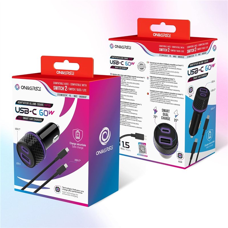 Oniverse Adaptador de Isqueiro - 60W USB-C 1.5m (Nintendo Switch 2) ( Imagem 3 de 3 ) - Preview