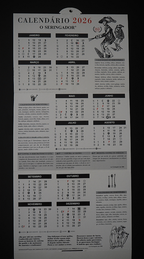 Calendário Parede/Secretária - O Seringador - 2026 ( Imagem 2 de 2 ) - Preview