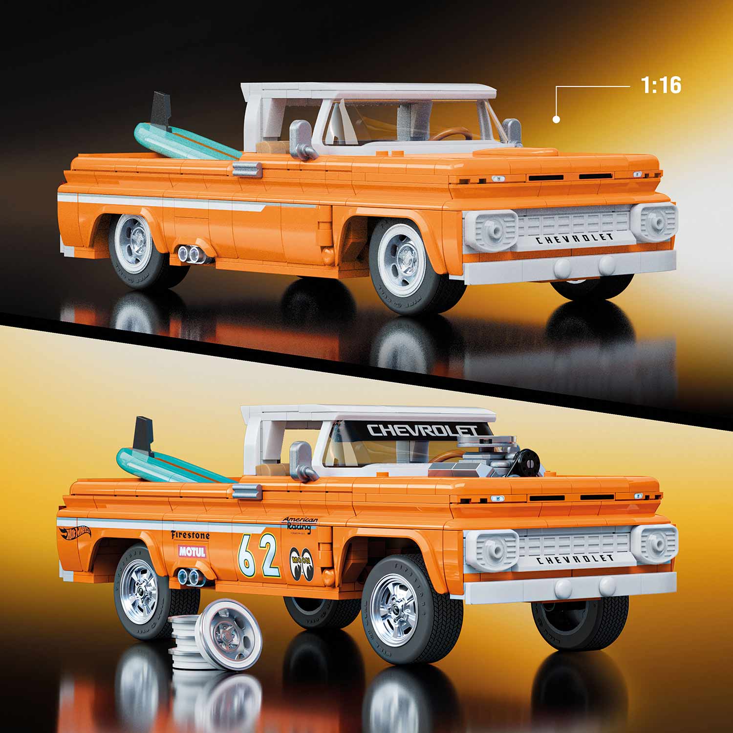 Hot Wheels Elite Series Brick Shop '62 Chevy Pickup 858 Pecas Mattel Jft20 ( Imagem 3 de 4 ) - Preview