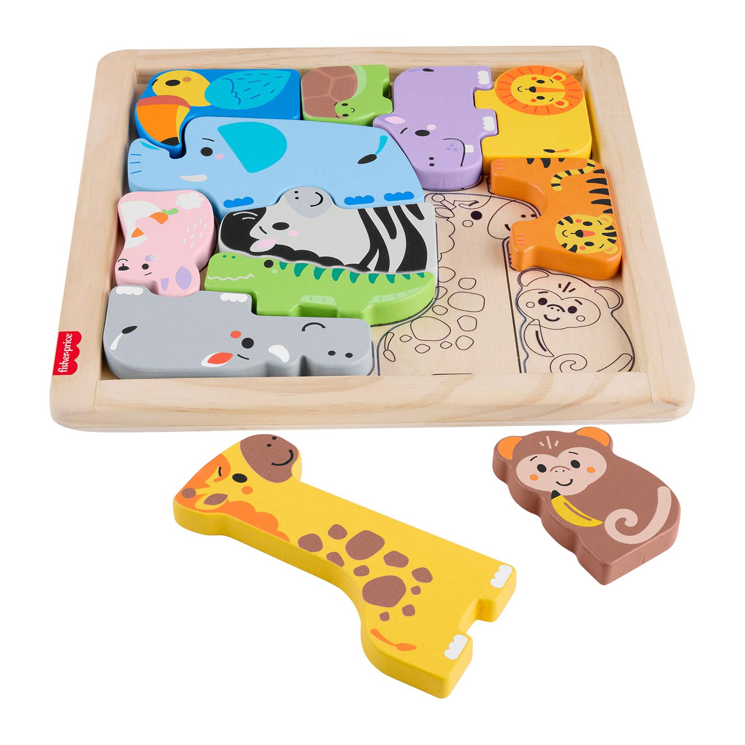 Puzzle De Animais Em Madeira Fisher-Price Mattel Jfg10 ( Imagem 2 de 3 ) - Preview
