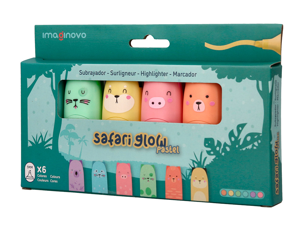 Marcador fluorescente imaginovo safari glow pastel animais caixa 6 unidades sortidas ( Imagem 3 de 9 ) - Preview