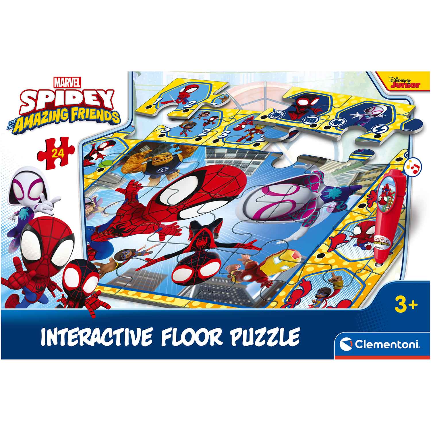 Tapete Puzzle + Jogo Interativo Spidey And His Amazing Friends Clementoni Disney Junior 16686 ( Imagem 4 de 4 ) - Preview