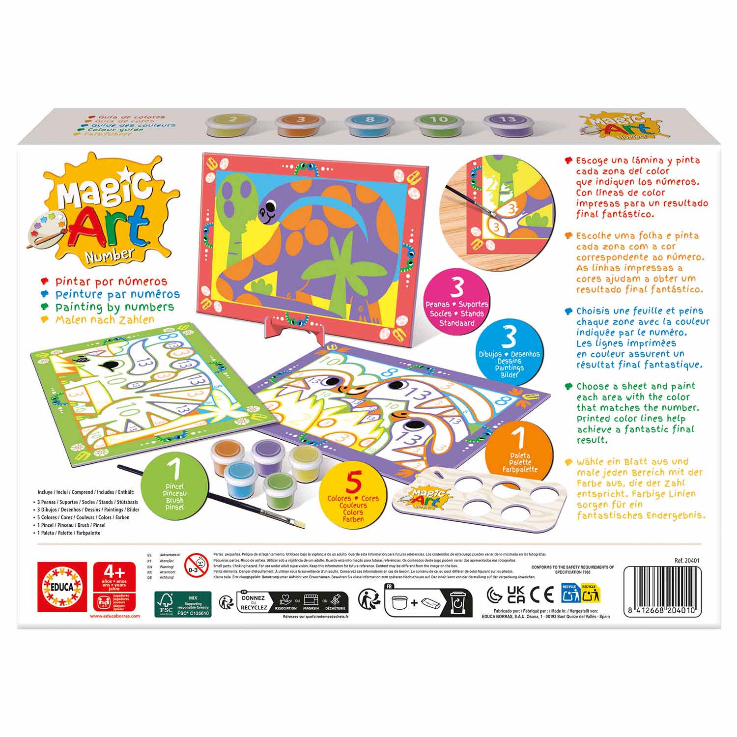 Magic Art Number - Dinossauros 4+ Educa 20401 ( Imagem 4 de 4 ) - Preview