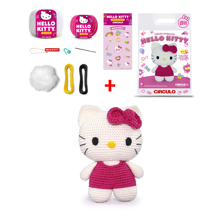 Kit De Crochet Circulo Amigurumi Hello Kitty Rosa Ci482927-2/880404 ( Imagem 2 de 2 ) - Preview