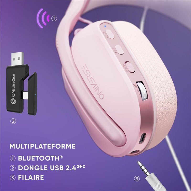 Oniverse - Wireless Gaming Headset Polaris - Aurora Pink (Wireless / Multiplatform) ( Imagem 3 de 4 ) - Preview