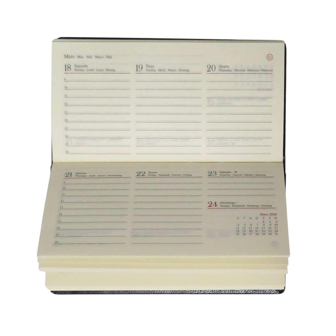 LOLIPPYY Mini Agenda De Poche A7 2026 Bleu Couverture En Pu, Calendrier Mensuel Portable, Planification Quotidienne Et Gestion D'objectifs, Agenda Compact Pour Voyage Et Étude