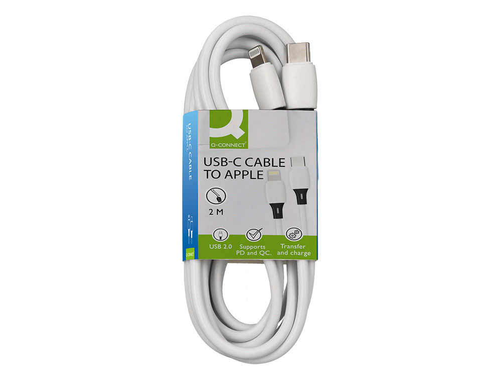 Cabo usb-c a apple q-connect pvc comprimento 2m branco ( Imagem 2 de 4 ) - Preview