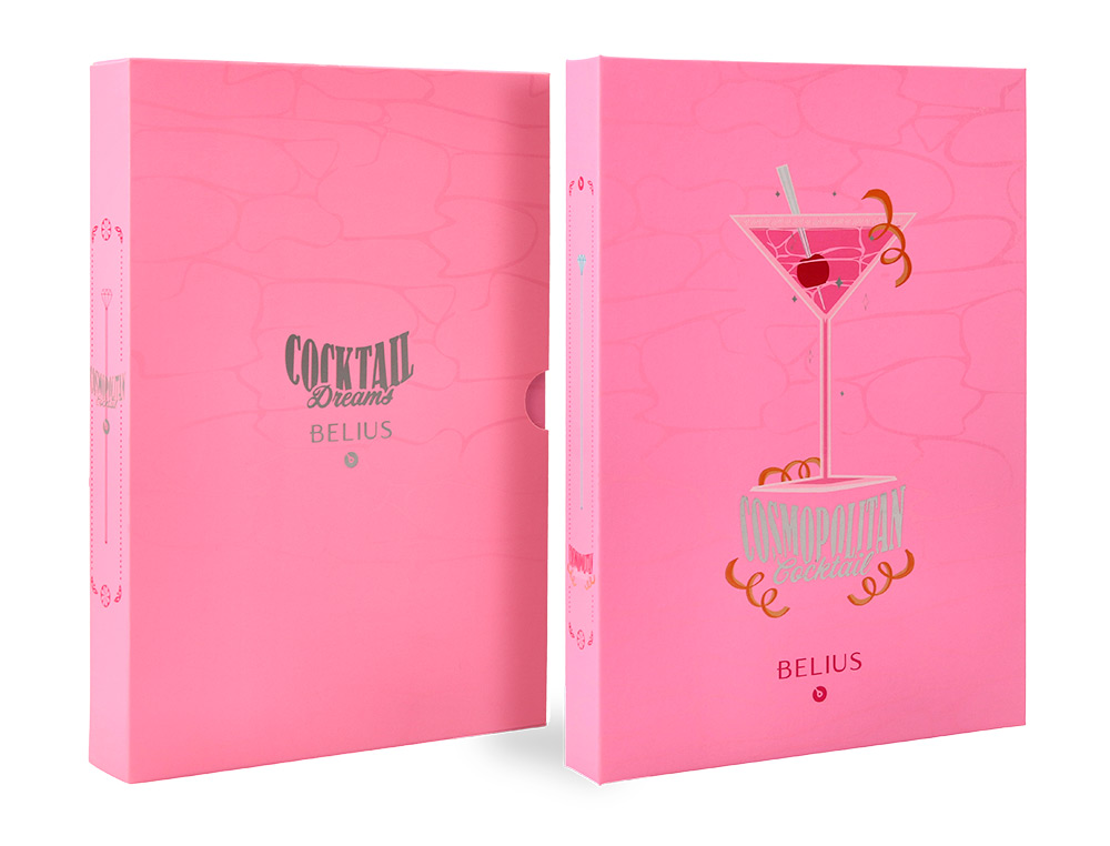 Esferografica e porta cartoes belius cocktails cosmopolitan aluminio rosa prateado relevo tinta cor azul caixa de design ( Imagem 2 de 11 ) - Preview