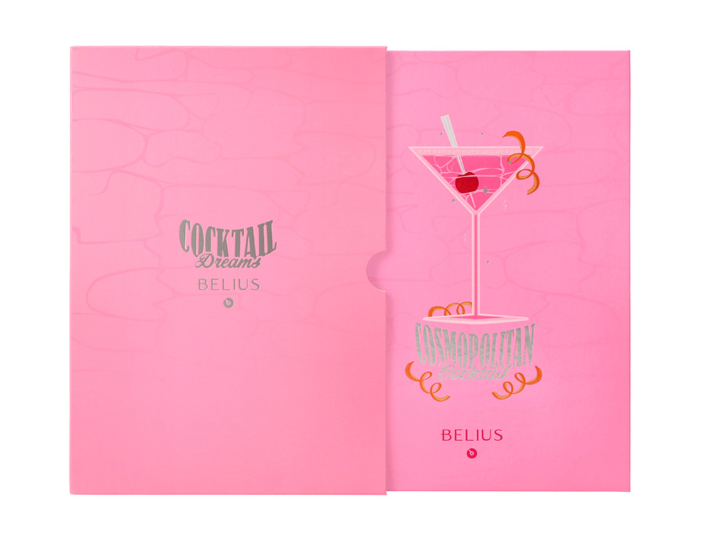 Esferografica e porta cartoes belius cocktails cosmopolitan aluminio rosa prateado relevo tinta cor azul caixa de design ( Imagem 3 de 11 ) - Preview