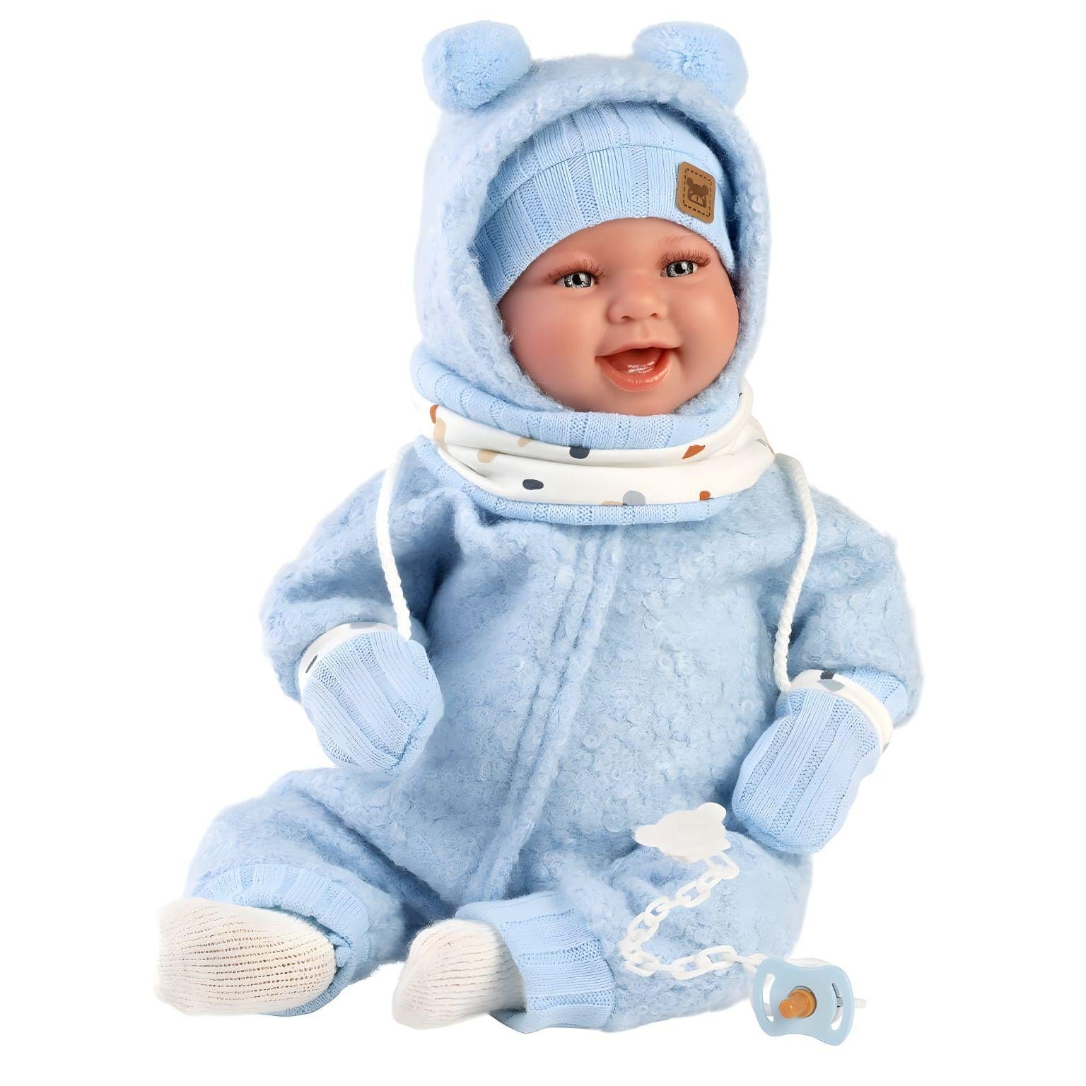 Boneca Talo recém-nascido azul sorrisos 44cm ( Imagem 4 de 4 ) - Preview
