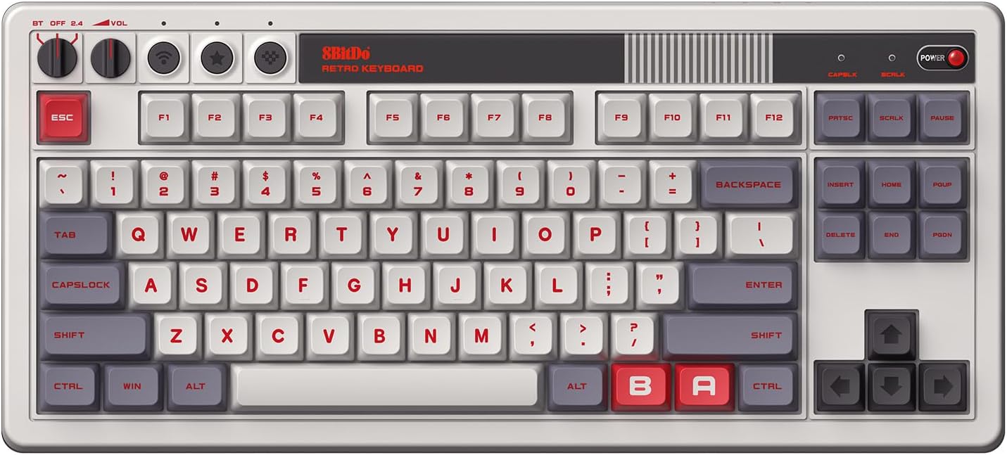 8BitDo Retro Mechanical Keyboard Bluetooth/2.4G/USB-C Hot Swappable Gaming Keyboard ( Imagem 2 de 4 ) - Preview