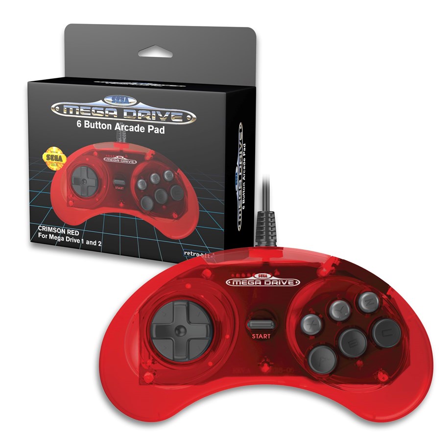 Retro-Bit Wired Controller Sega Mega Drive Crimson Red Remote Control ( Imagem 2 de 2 ) - Preview