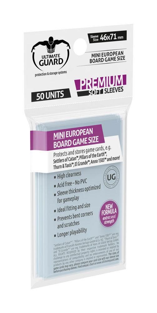 Ultimate Guard Premium Soft Sleeves for Board Game Cards Mini European (50) ( Imagem 2 de 3 ) - Preview