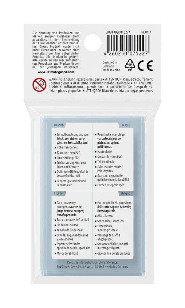 Ultimate Guard Premium Soft Sleeves for Board Game Cards Mini European (50) ( Imagem 3 de 3 ) - Preview