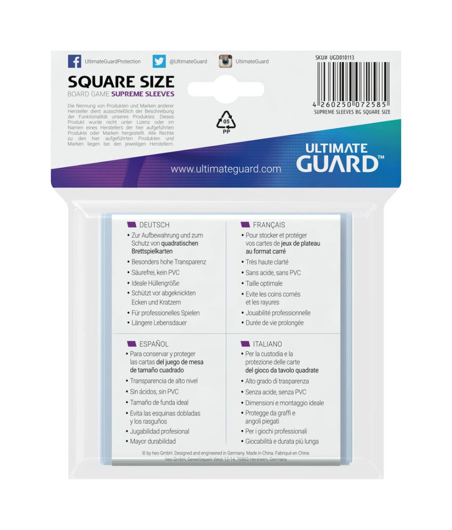 Ultimate Guard Supreme Sleeves for Board Game Cards Square (50) ( Imagem 2 de 3 ) - Preview