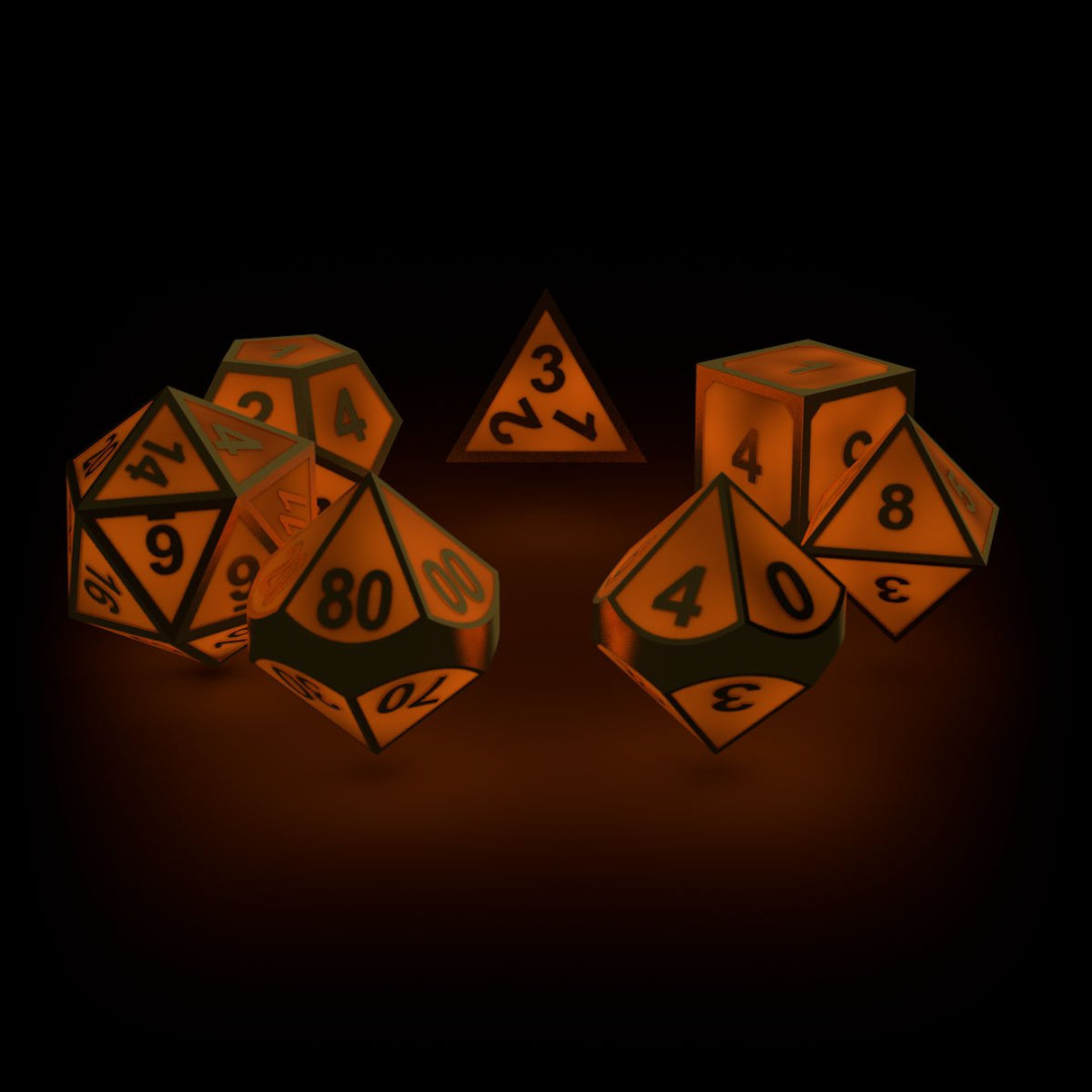 Conjunto de Dados Oakie Doakie RPG Set Metal Glow in the Dark - Golden Princess (7) ( Imagem 4 de 4 ) - Preview