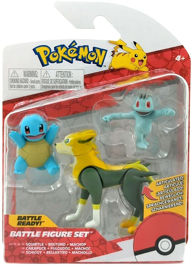 Figura Pokémon Battle Mini Figures 3-Pack - Squirtle, Machop & Boltund 5-8 cm ( Imagem 4 de 4 ) - Preview