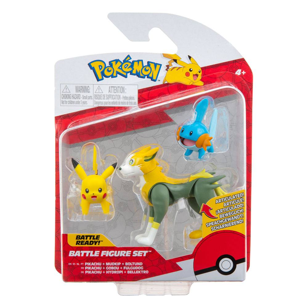 Figura Pokémon Battle Figure 3-Pack - Mudkip, Pikachu #1, Boltund 5 cm ( Imagem 2 de 2 ) - Preview