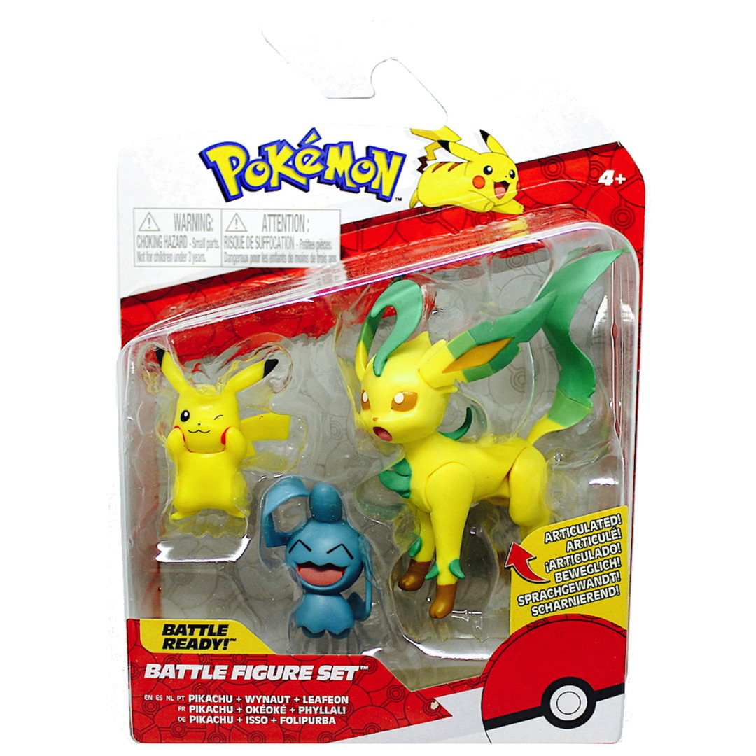 Figura Pokémon Battle Mini Figures 3-Pack - Pikachu, Wynaut & Leafeon 5-8 cm ( Imagem 2 de 2 ) - Preview