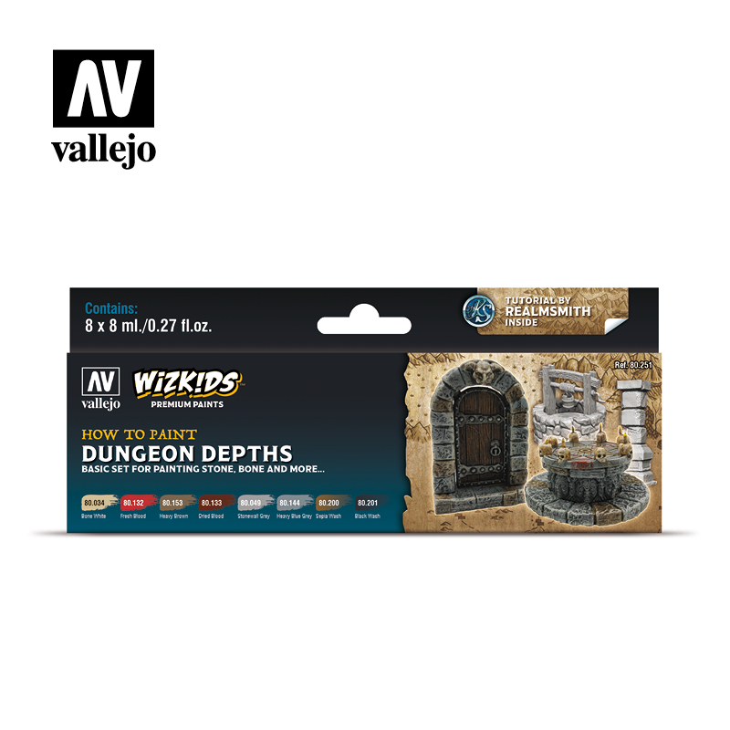 Vallejo (80.251) Wizkids Premium Paint Set Dungeon Depths (8x8ml) ( Imagem 2 de 2 ) - Preview