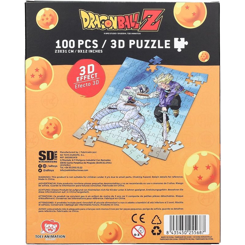 Puzzle Lenticular 3D Effect - Dragon Ball Z: Trunks vs Frieza (100 peças) ( Imagem 3 de 3 ) - Preview