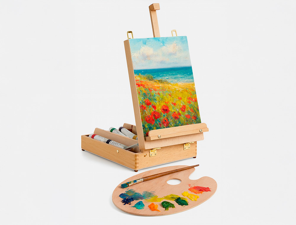 Caballete pintor de sobremesa liderpapel madera de haya barnizado con maletin 39x26x13cm certificado fsc ( Imagem 3 de 4 ) - Preview