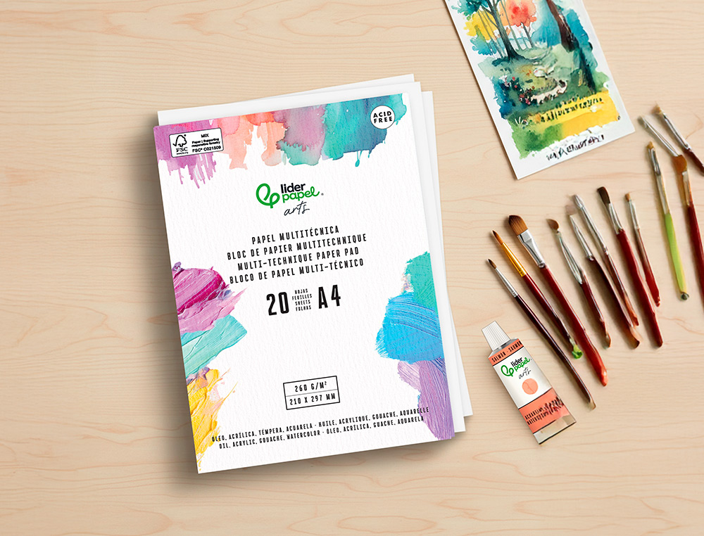 Bloco de Desenho Multitécnica Liderpapel A4 para Acrílico, óleo e Guache - 20 folhas gramagem 260g/m2 ( Imagem 4 de 4 ) - Preview