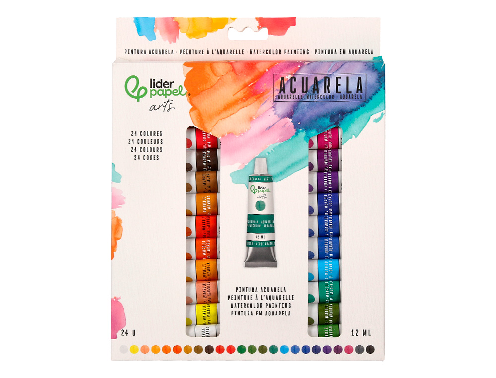 Pintura de aguarela liderpapel caixa de 24 tubos de alumínio de 12 ml cores sortidas ( Imagem 2 de 9 ) - Preview